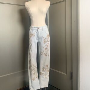 Pilcro embroidered, light blue petite jeans.